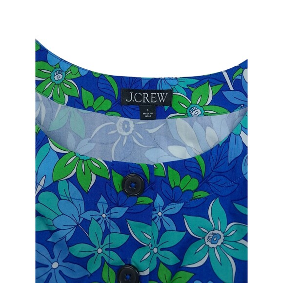 J. Crew Dress Women's Small Button Front Shift Dress Cobalt Blue Floral 2024 - Picture 2 of 9